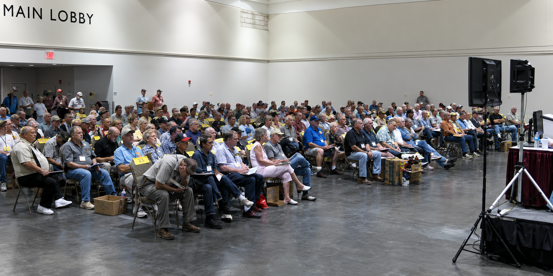 Auction crowd of antique tool buyers