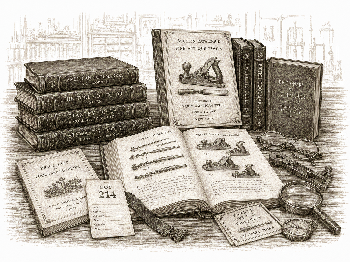 Antique tool reference and auction record